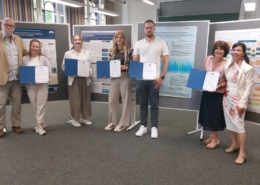Bildunterschrift 1: v.l.: Prof. Dr. Christoff Zalpour, Sabrina Friehe, Rieke Bekel, Lina Egel kamp, Fabian Strate, Claudia Günzel, Prof. Dr. Susan Armijo-Olivo Foto: Hochschule Osnabrück
